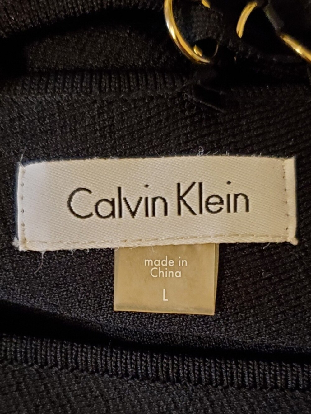 EUC CALVIN KLEIN Lace Up Back Long Sleeve Fitted Black V Neck Dress Sz Large - Picture 5 of 6